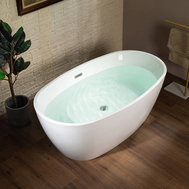 WoodBridge 59'' x 31.5'' Freestanding Soaking Acrylic Bathtub & Reviews